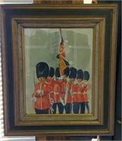 Framed Watercolor Marching Soldiers 2