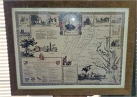 Wood Framed Robert E Lee Virginia Map