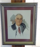 Franklin Roosevelt Print of Watercolor Painting