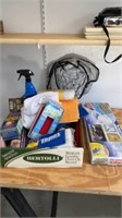 BOX OF CAR CLEANING ITEMS AND THINGS TO PUT IN