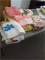 CARD TABLE,  SIX TABLE CLOTHES WITH MATCHING