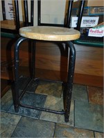 metal stool with wooden seat