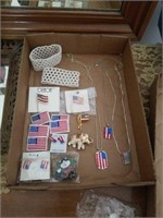 FLAG NECKLACES,  BROOCHES,  EARRINGS AND