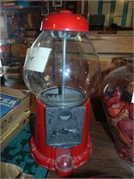 Metal gumball machine with glass globe