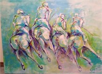 Original Acrylic Polo Horses by Cindy on Canvas