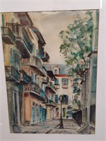 Watercolor New Orleans 1950, Signed on Paper