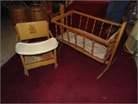 Wooden Potty Chair and Doll Cradle