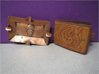 Mexican Leather Wallet & 6" Copper Ashtray