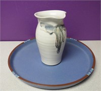 Dansk Blue Mesa Platter & Stoneware Pitcher