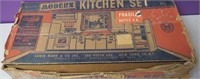 Vtg Marx Toys Modern Kitchen Tin Toy Set In Box