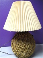Vtg Geometric Woven Lamp 28"