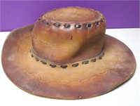 Handmade Leather Hat Size 7 Needs Restitch