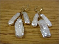 Pair of 14Kt Gold & Fresh Water Pearl Earrings
