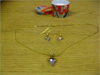 Costume  Amethyst Glass Necklace/Earring Set