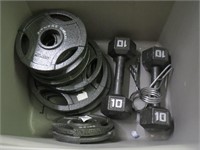 Lot of Assorted Weights, Dumbbells 65+ Pounds