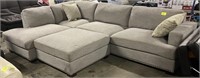 Fabric sectional with ottoman