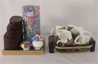 China Lot (2 China Bouquets, 6 Coffee Mugs,