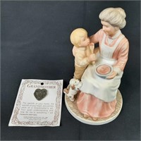 HTF Grandmother and Boy Figurine Plus Pin