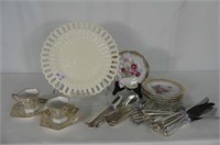 Noritake Cups and Saucers and 1847 Rogers Bros. Fl