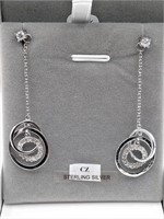 Plated Sterling Silver CZ Dangler Earrings