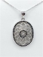 Plated Sterling Silver CZ Pendant W/ Sterling
