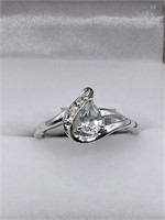 Sterling Silver Aquamarine & White Sapphire Ring