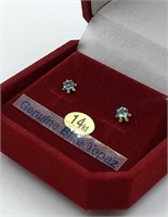 14 Kt. Yellow Gold Blue Topaz Earrings 0.25 Cts