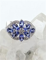 Sterling Silver Tanzanite & White Sapphire Ring SZ