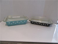 BLACK AND TURQUOISE PYREX SPACE SAVERS