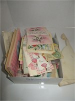 BOX OF VINTAGE CARDS, BABY AND WEDDING