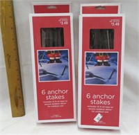 Light Anchor stakes-6 per box x 2-H 10"+ rope NIB