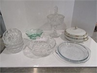 GLASS AND CRYSTAL LOT, FIRE KING PIE PLATE