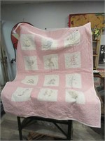 VINTAGE BABY QUILT, APPEARS HAND SEWN