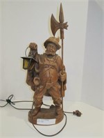 CARVED FIGURE WOODEN LAMP