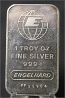 Vintage ENGELHARD 1oz .999 Pure Silver Bar