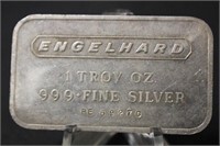 Vintage ENGELHARD 1oz .999 Pure Silver Bar