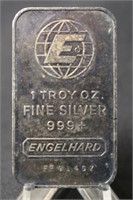 Vintage ENGELHARD 1oz .999 Pure Silver Bar