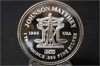 Vintage 1986 JOHNSON MATTHEY 1oz .999 Silver Coin