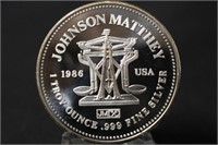 Vintage 1986 JOHNSON MATTHEY 1oz .999 Silver Coin