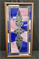 Vintage beveled stained-glass framed window panel