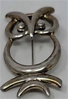 Sterling 925 owl brooch 2"×1" , 17grams