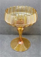 Hand blown amber compote approx 7" in height, 5"