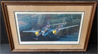 Framed pencil-signed aircraft art print