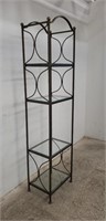 Iron etagere with glass shelves