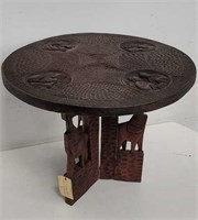 Mozambique wooden carved 2pcs table, assembled