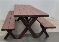 Picnic table with benches approx 70" x 28" x 30"