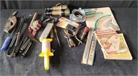 Box of tools, binoculars etc