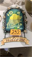 Metal welcome sign