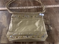 HAND BAG-GOLD WITH BEADED ACCENTS