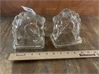 HORSE HEAD GLASS BOOKENDS